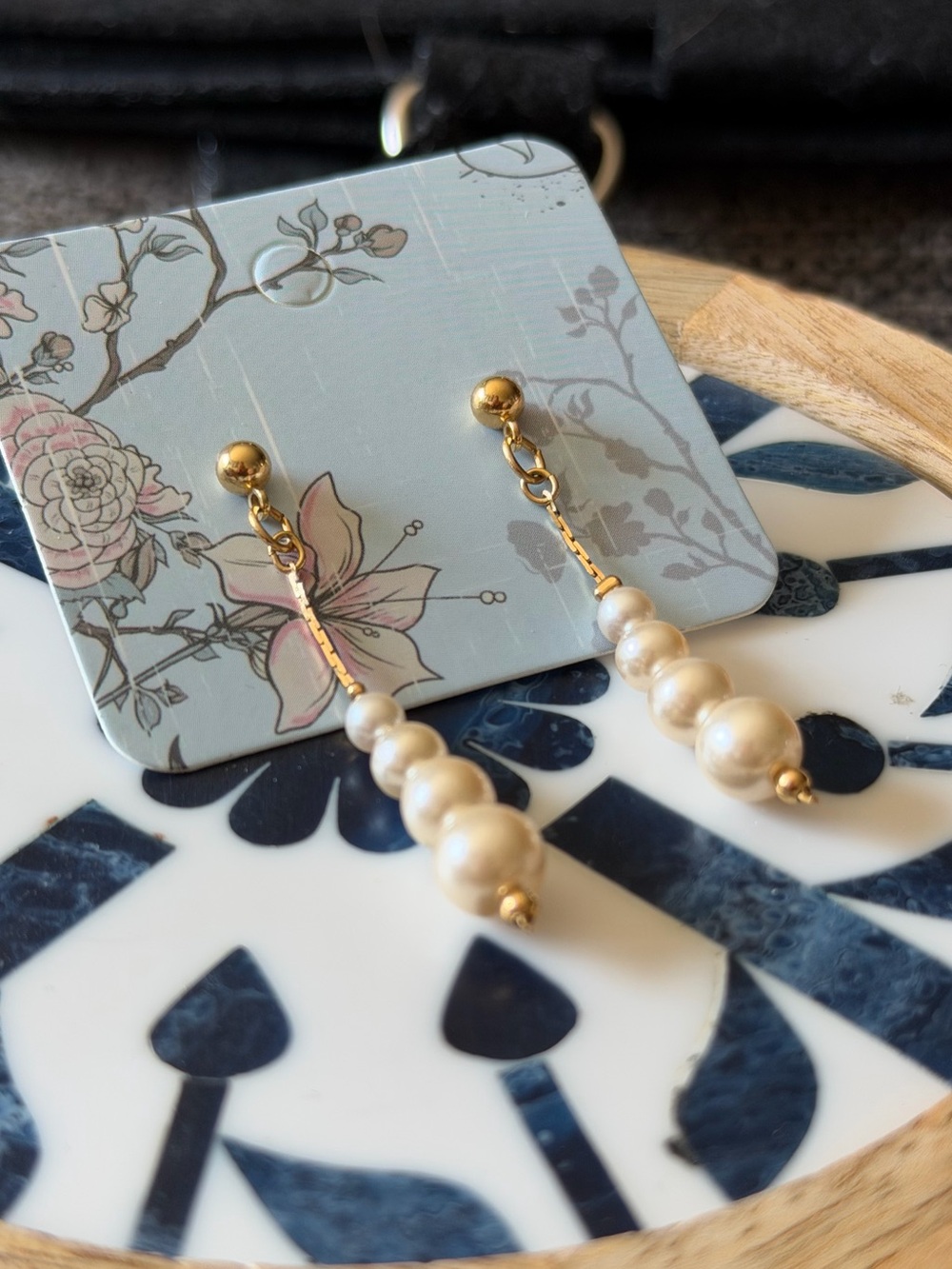 Napier Gold-Tone Pearl Graduated Drop Earrings